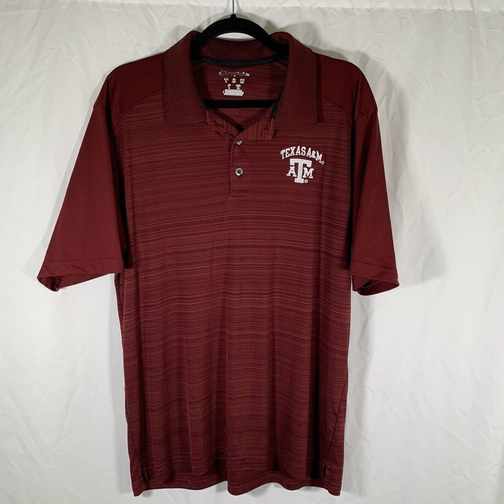 Texas A&M Polo Men’s Large Red Short Sleeve Champion 1/4 Button Collared